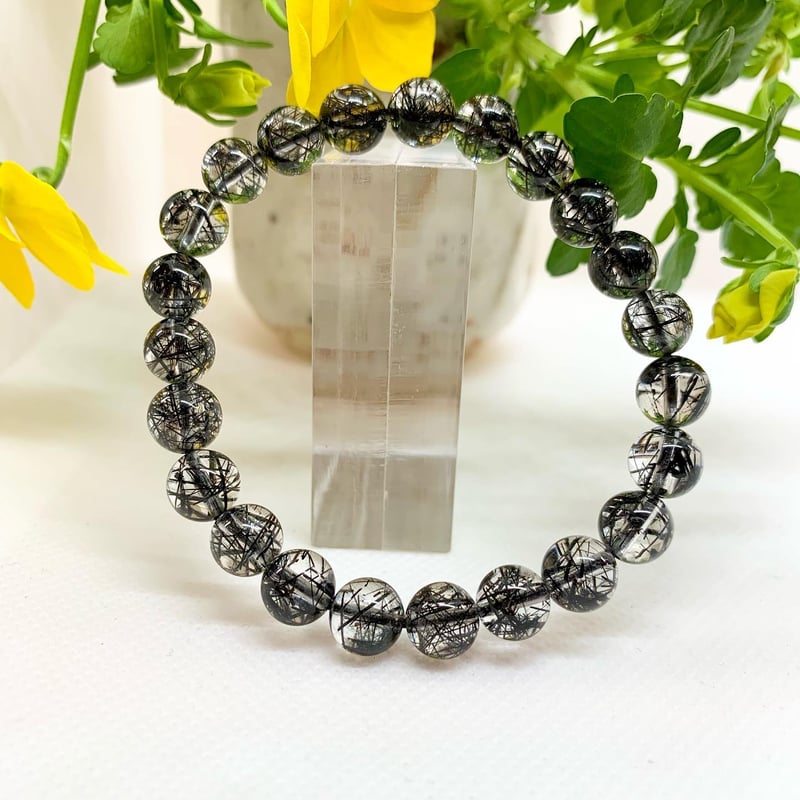 【天然】ブラックルチルクォーツ ブレスレット 14.6mm