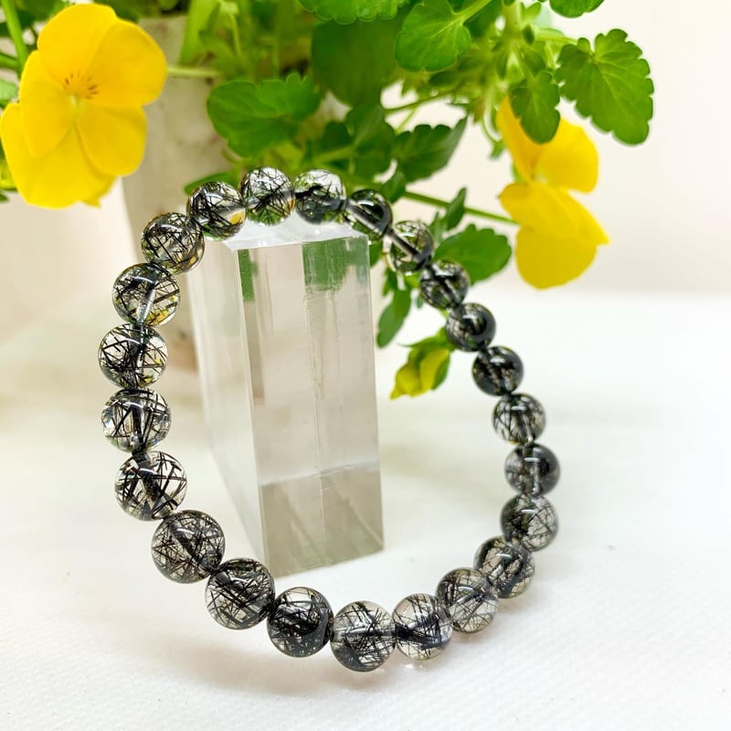 パワーストーン⭐︎【天然】ブラックルチルクォーツ ブレスレット 13.3mm