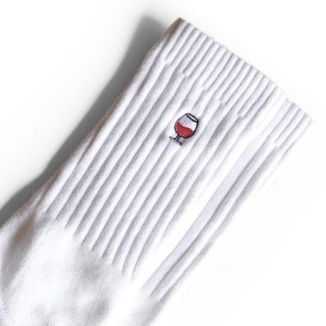 One point embroidered socks (wine) white