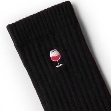 One point embroidered socks (wine)  black