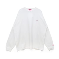 One point embroidered long tee (wine) white