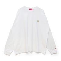 One point embroidered long tee (beer) white