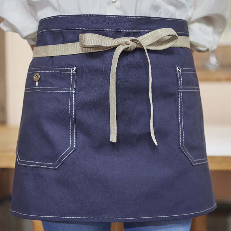 帆布の腰下エプロン（ネイビー） | コシェルカフェ