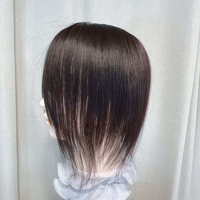 バレないシリーズ前髪は縁まで植毛★新世界ヘアピース12*14総手植え45㌢〜 Brightlele トップカバー ウィッグ つむじ ヘアピース 人毛100
