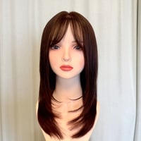 ナチュラルピンクブラウンレイヤー レミー毛100％　総手植え医療用ウィッグ　ロング