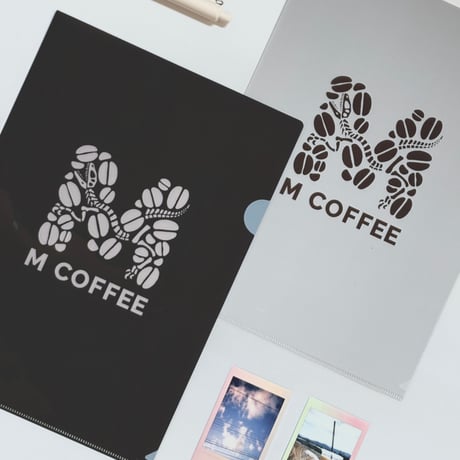 M COFFEE恐竜A4クリアファイル（茶）（白）