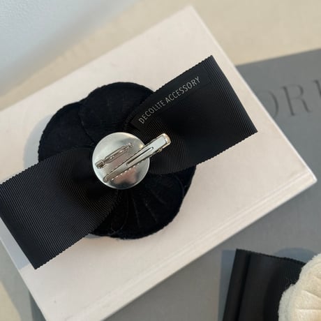 big camellia  ribbon clip and broach