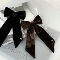 velvet long ribbon barrette