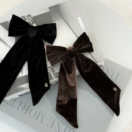 velvet long ribbon barrette