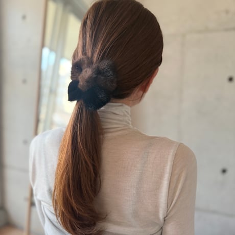 bicolor mink ribbon barrette