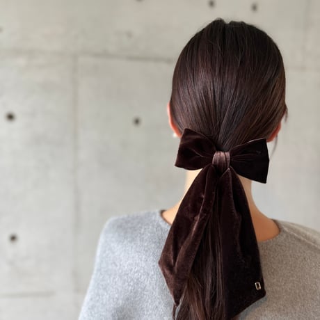 velvet long ribbon barrette