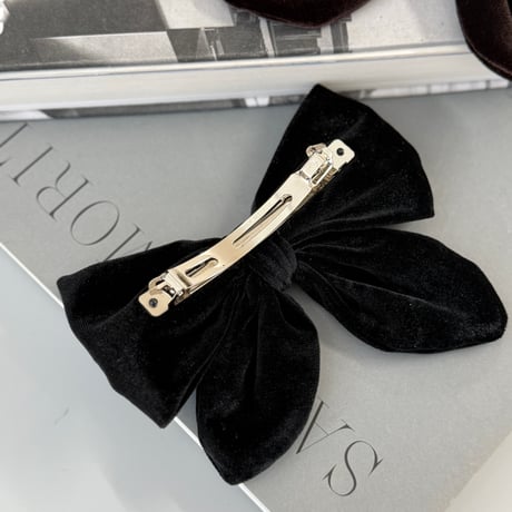 velvet puff ribbon barrette