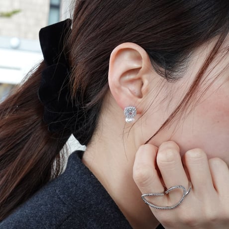square pearl drop pierce/earring