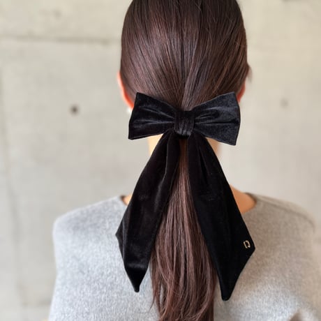 velvet long ribbon barrette