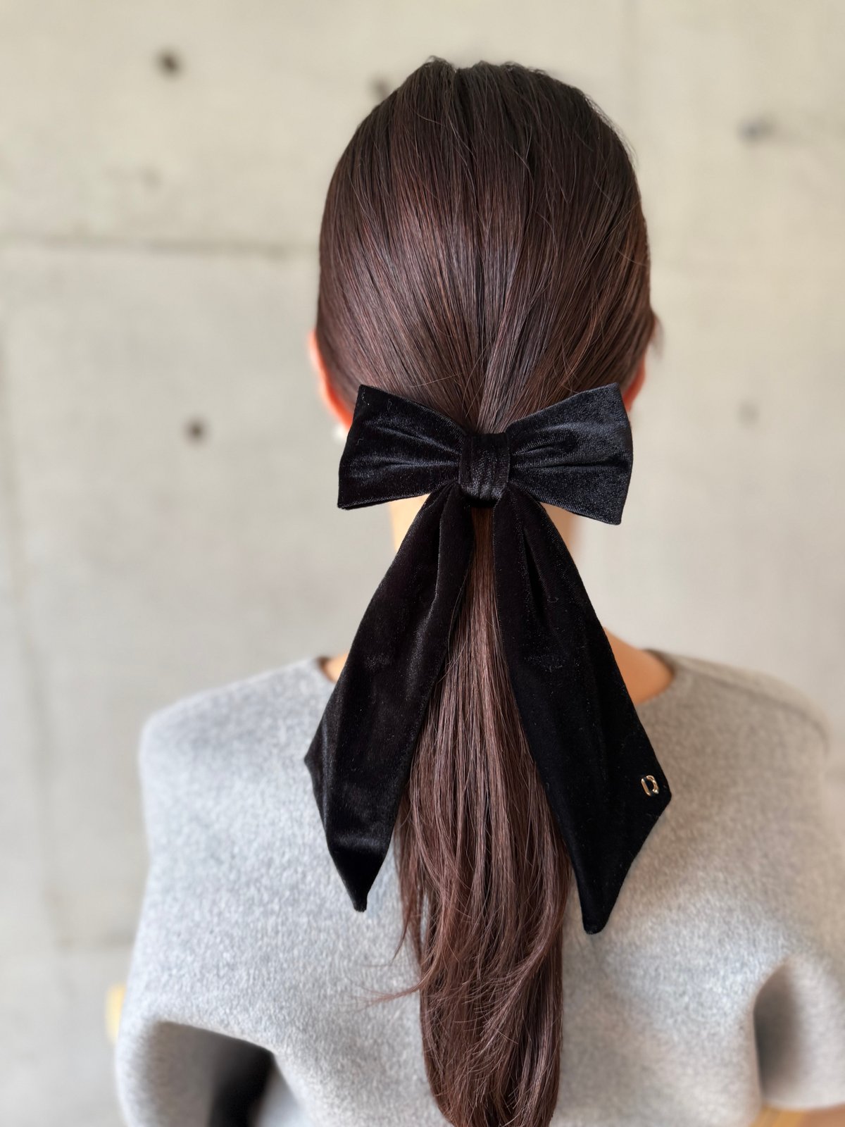 velvet long ribbon barrette | decollte_accessory