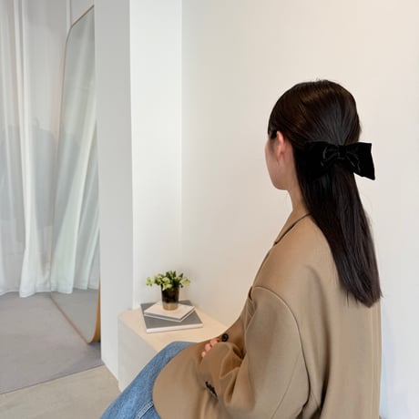 velvet big ribbon barrette