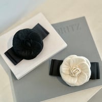 big camellia  ribbon clip and broach
