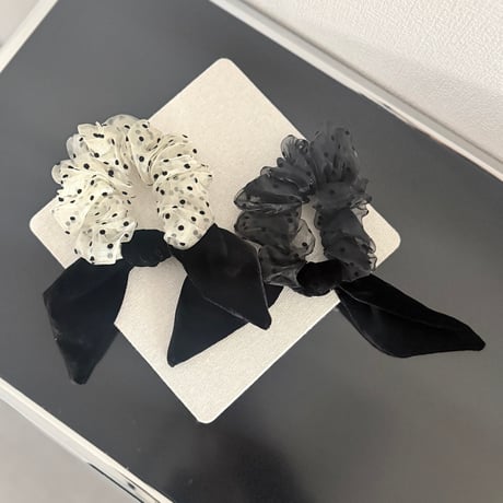 velvet ribbon dot sheer chouchou