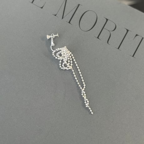 silver ball chain ribbon pierce/earring