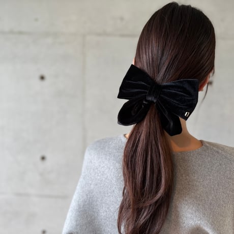 velvet puff ribbon barrette