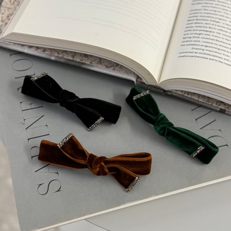velvet crystal ribbon hair accessory