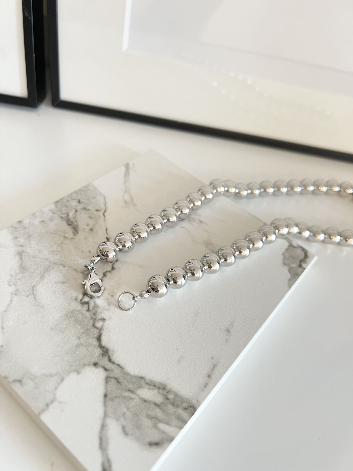 shellstar silverball beads necklace
