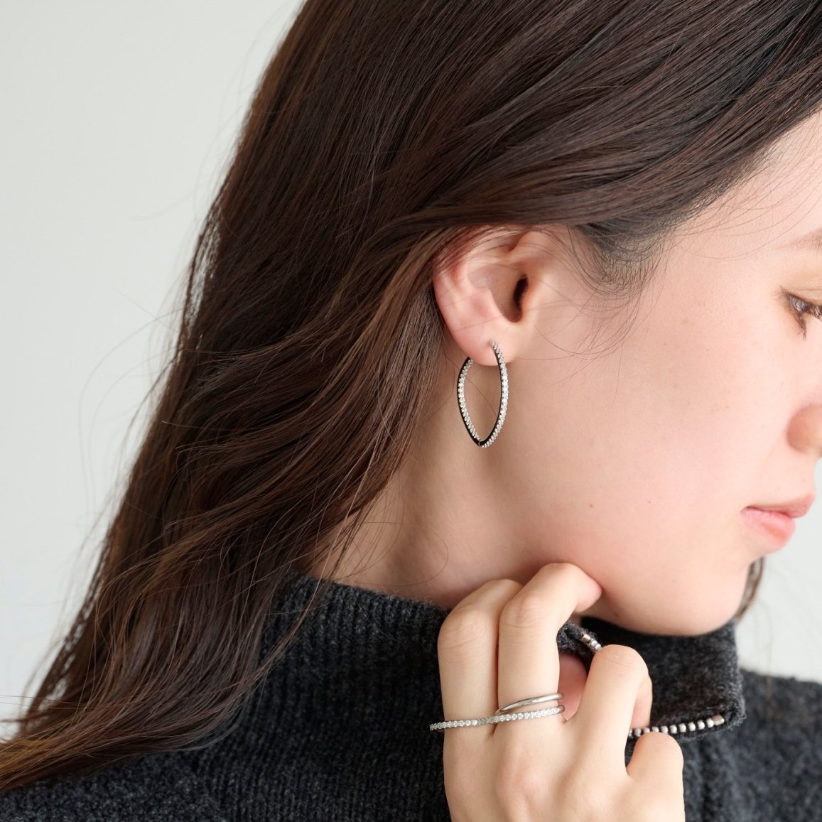 【-構築-series】dangling hoop pierce 特典付き double bijou hoop pierce | DECOLLTE ACCESSORY