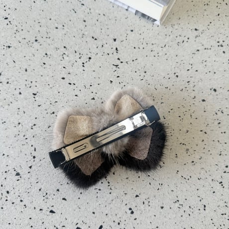 bicolor mink ribbon barrette