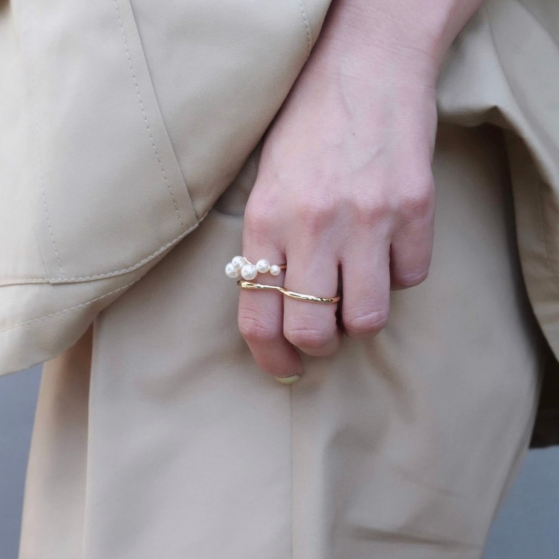 DECOLLTE ACCESSORY♦︎pearl double ring pearl double ring | DECOLLTE ACCESSORY