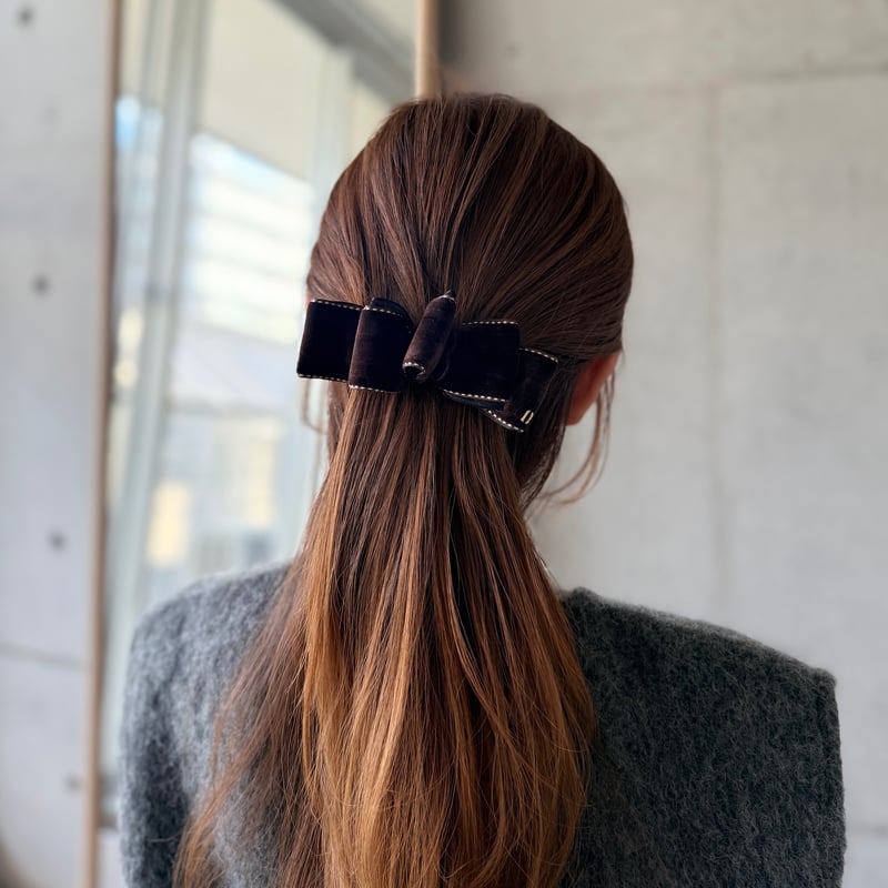 velvet tulle wave ribbon barrette | decollte_ac