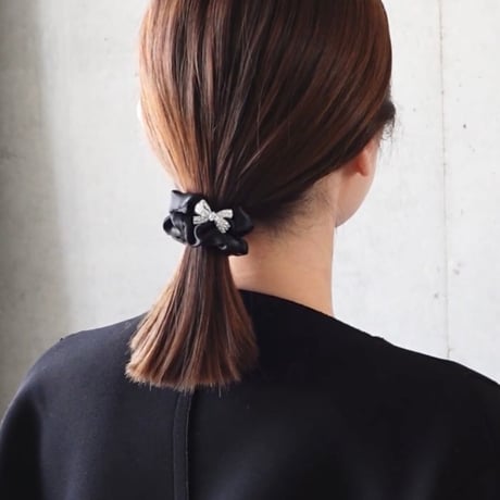 petit satin crystal ribbon chouchou