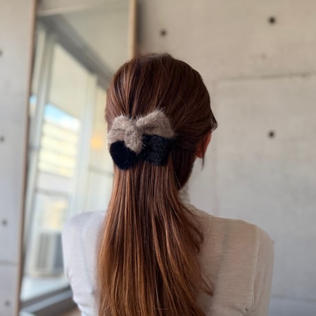 bicolor mink ribbon barrette