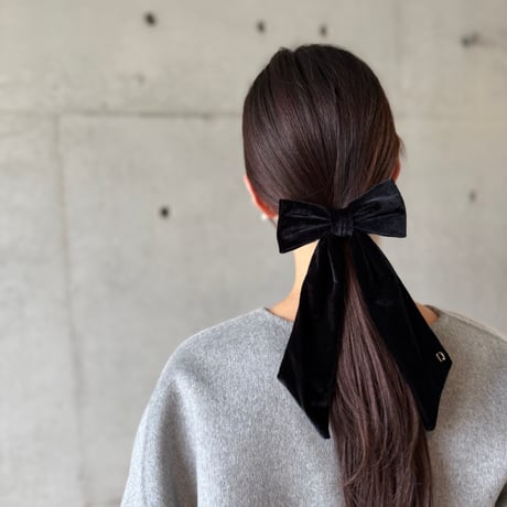 velvet long ribbon barrette