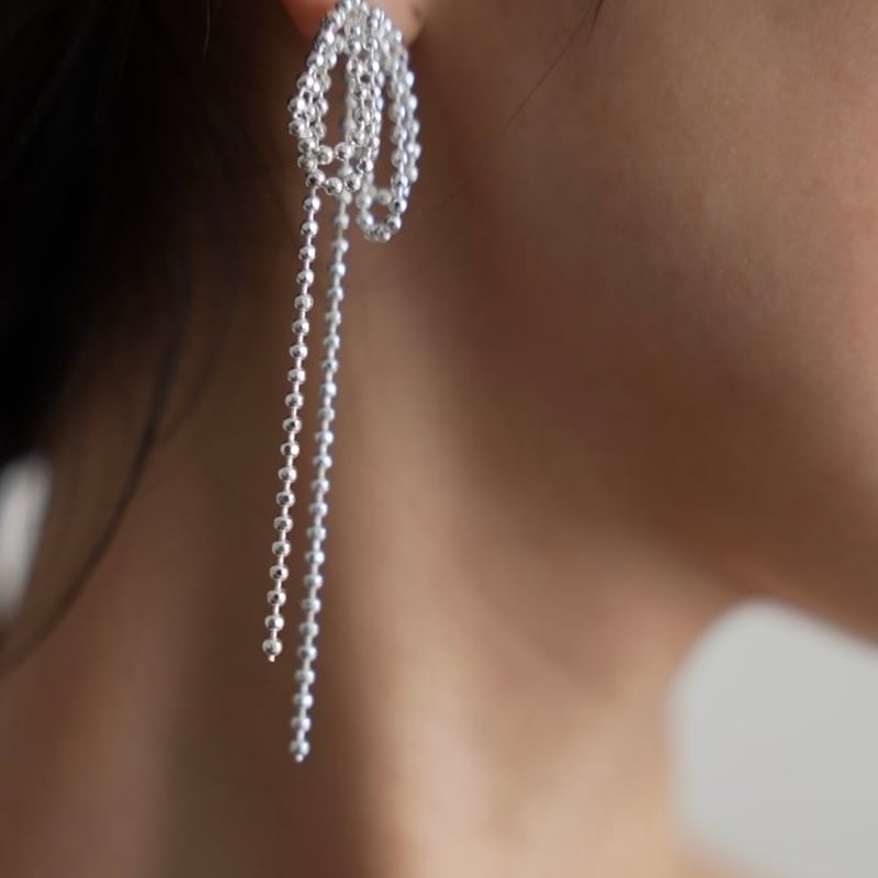 silver ball chain ribbon pierce | decollte_acce