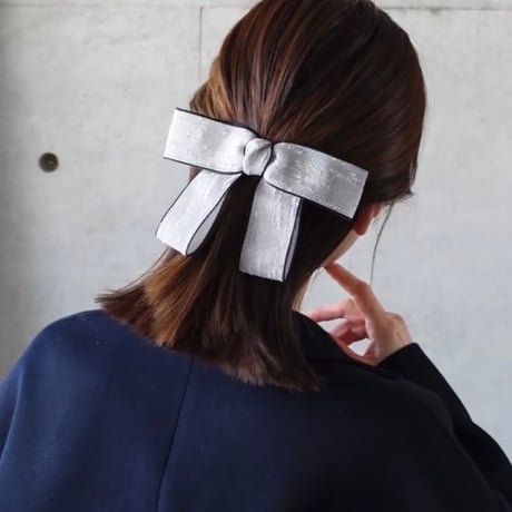 sheer mesh edge ribbon barrette