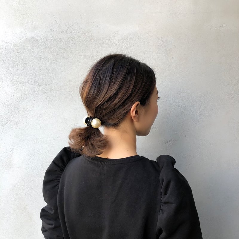 ヘアクリップ ❁ ブラック系 ❁ デコ 一粒 pearl clip | decollte_accessory