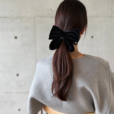 velvet puff ribbon barrette