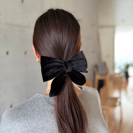 velvet puff ribbon barrette