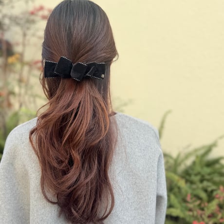 velvet tulle wave ribbon barrette