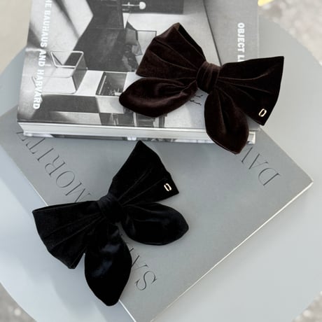 velvet puff ribbon barrette