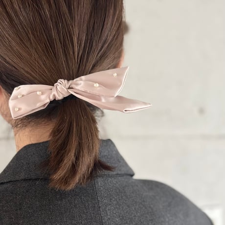 pearl dot ribbon hair clip