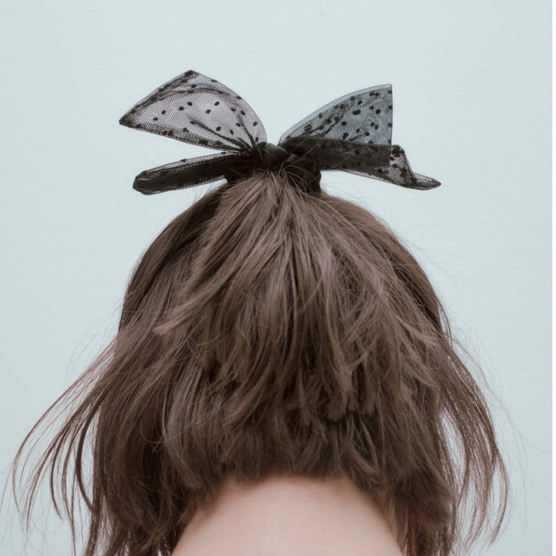 boohoo☆グリッターツイストリボンベアドレス airy bow chouchou | decollte_accessory