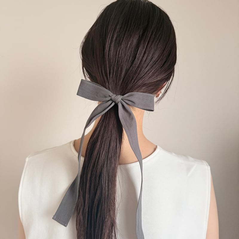 cotton long ribbon barrette | decollte_accessory
