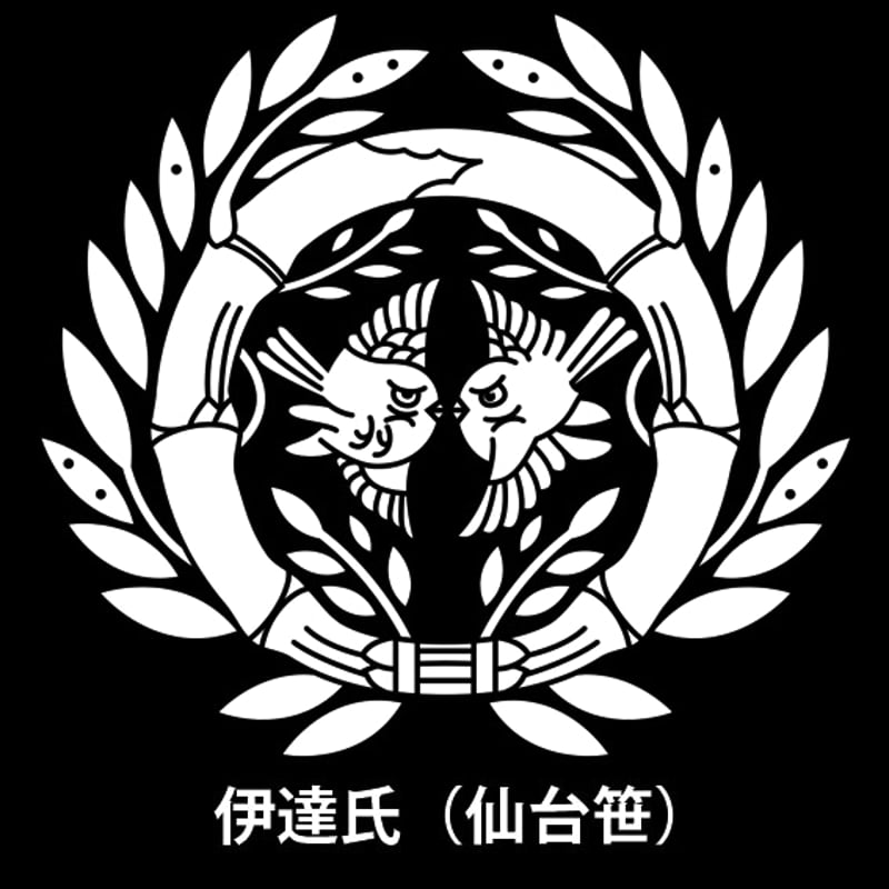 伊達氏：仙台笹 Tシャツ（メンズ） ブラック | 家紋ショップ RIVERLAND