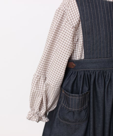 90〜110 gingham check tiered blouse