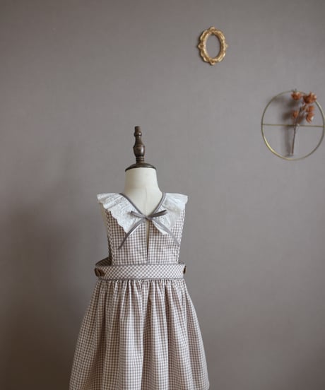 gingham check⚚apron one-piece