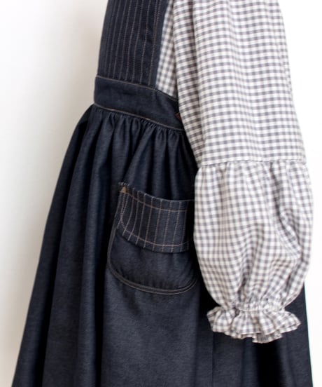 120/ gingham check tiered blouse