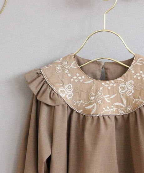 Embroidery round yoke  one-piece