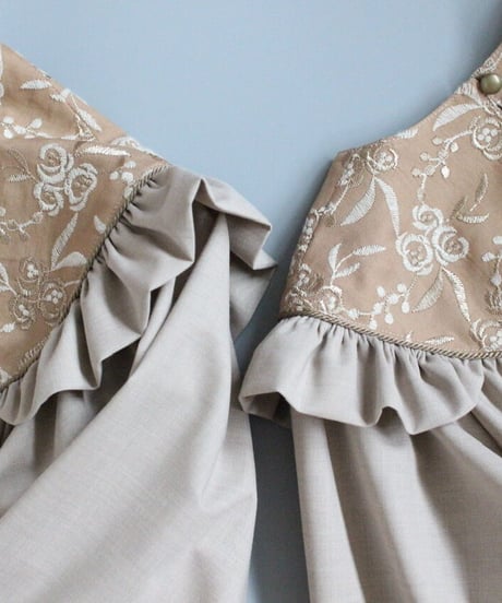 Embroidery round yoke  one-piece
