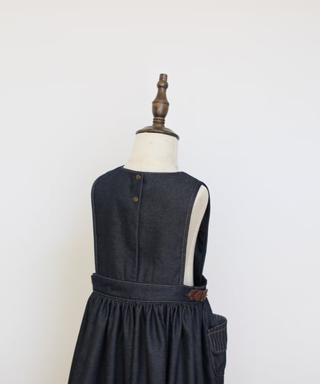 Indigo apron  one-piece